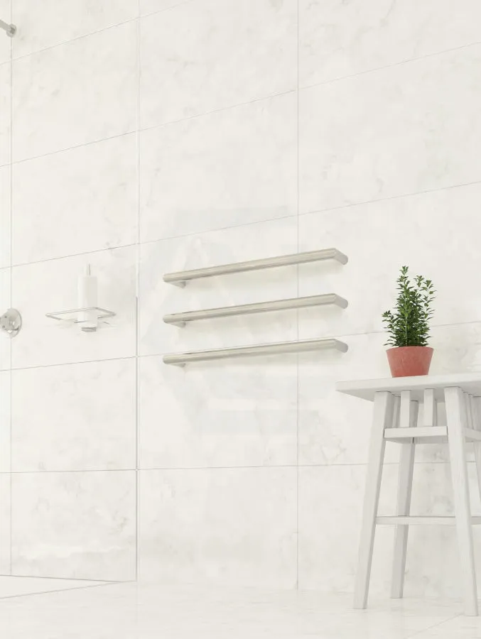 450/630/830mm ThermoGroup 12V Round Single Bar Heated Towel Rail Polished Stainless Steel
