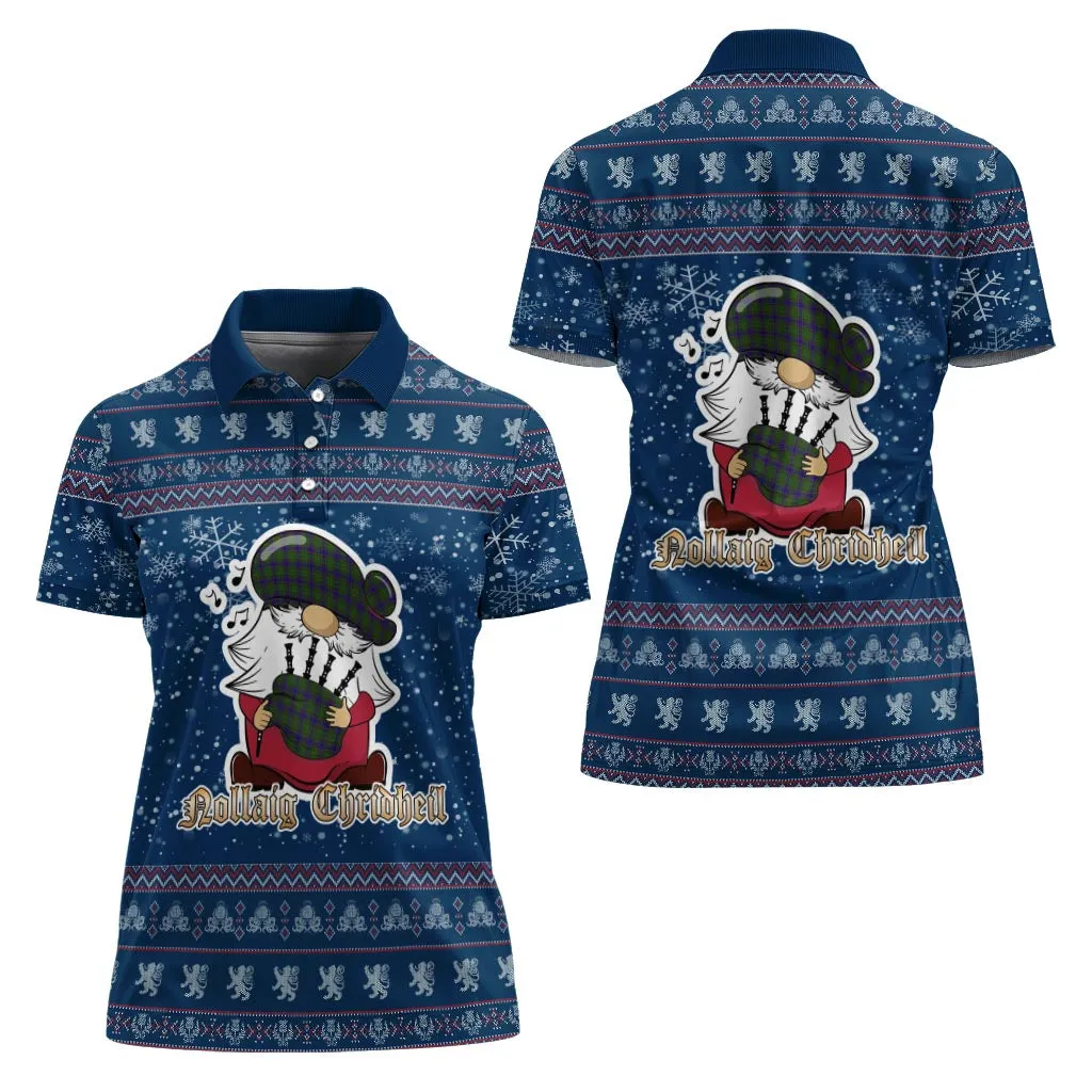 Adam Clan Christmas Family Polo Shirt with Funny Gnome Playing Bagpipes