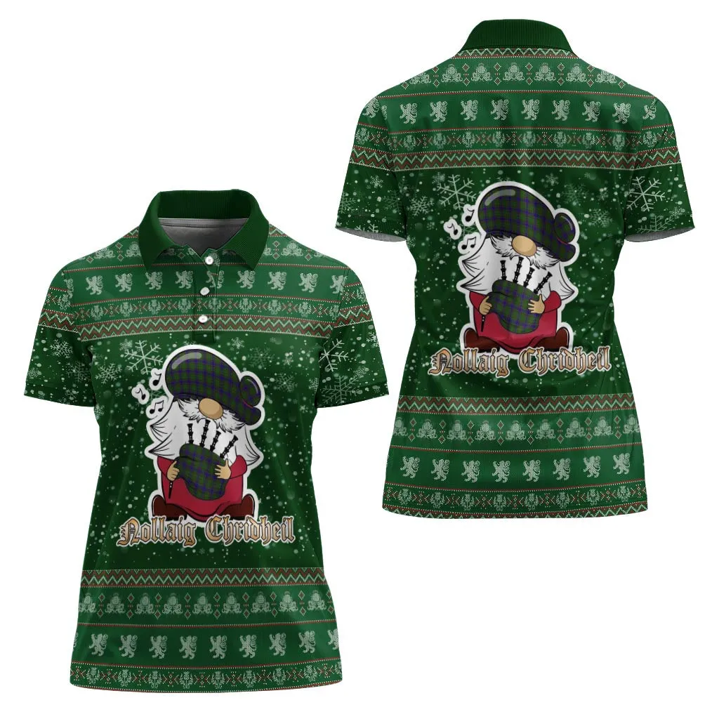 Adam Clan Christmas Family Polo Shirt with Funny Gnome Playing Bagpipes