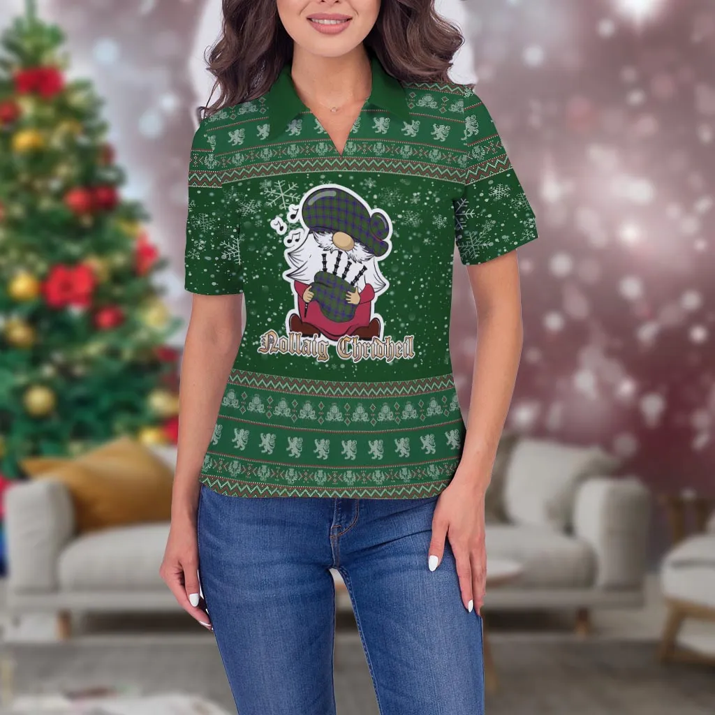 Adam Clan Christmas Family Polo Shirt with Funny Gnome Playing Bagpipes