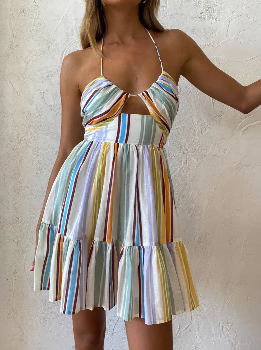 Alemais Axum Tuck Front Mini Dress in Stripe