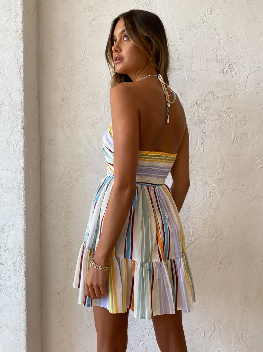 Alemais Axum Tuck Front Mini Dress in Stripe