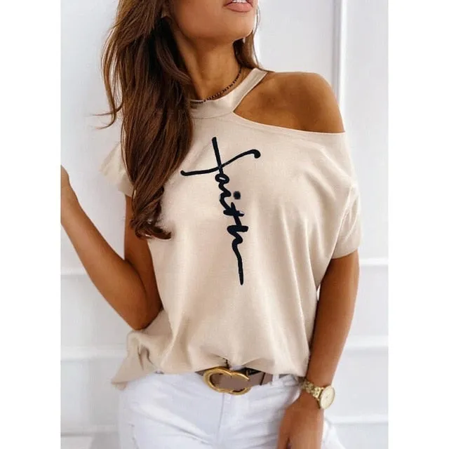 Amy Fashion - Casual Print Short Sleeve O-neck Tops