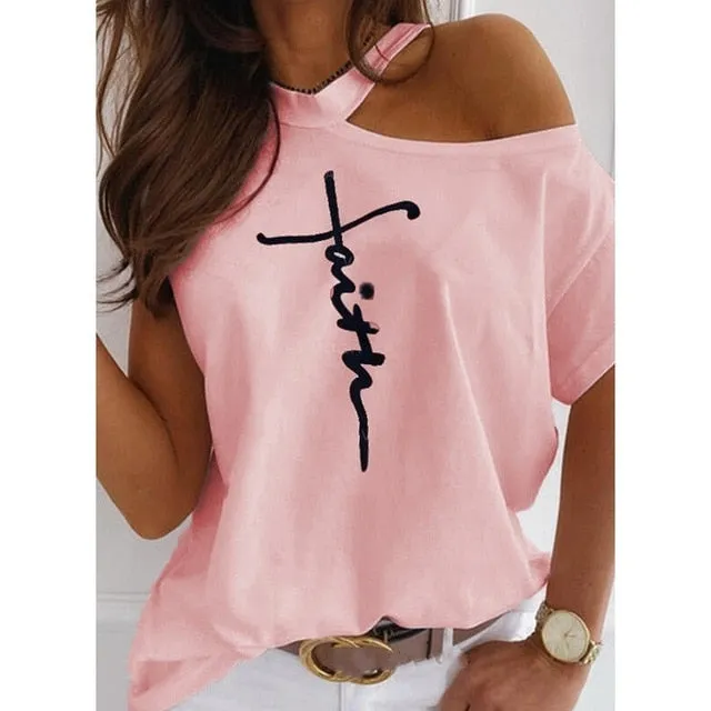 Amy Fashion - Casual Print Short Sleeve O-neck Tops