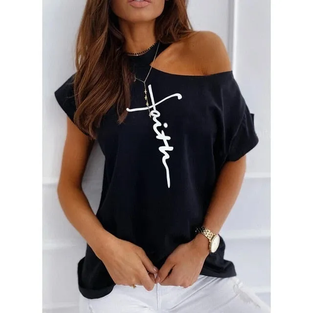 Amy Fashion - Casual Print Short Sleeve O-neck Tops