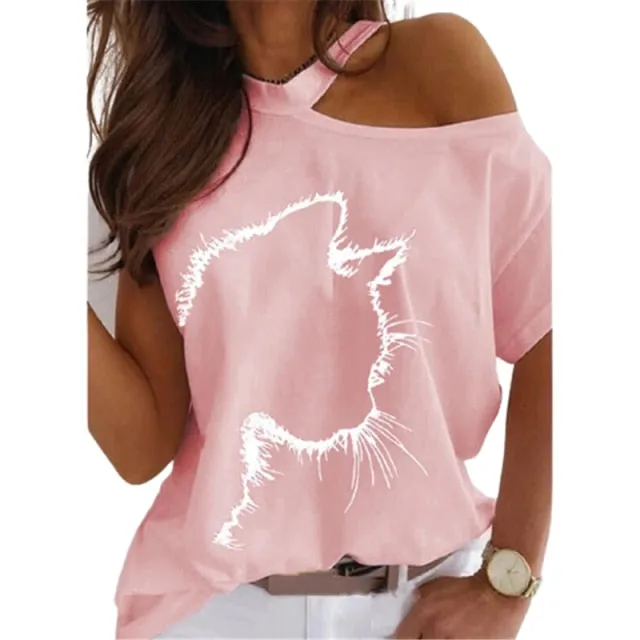 Amy Fashion - Casual Print Short Sleeve O-neck Tops
