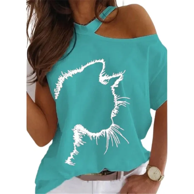 Amy Fashion - Casual Print Short Sleeve O-neck Tops