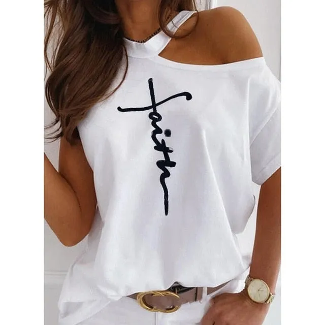 Amy Fashion - Casual Print Short Sleeve O-neck Tops