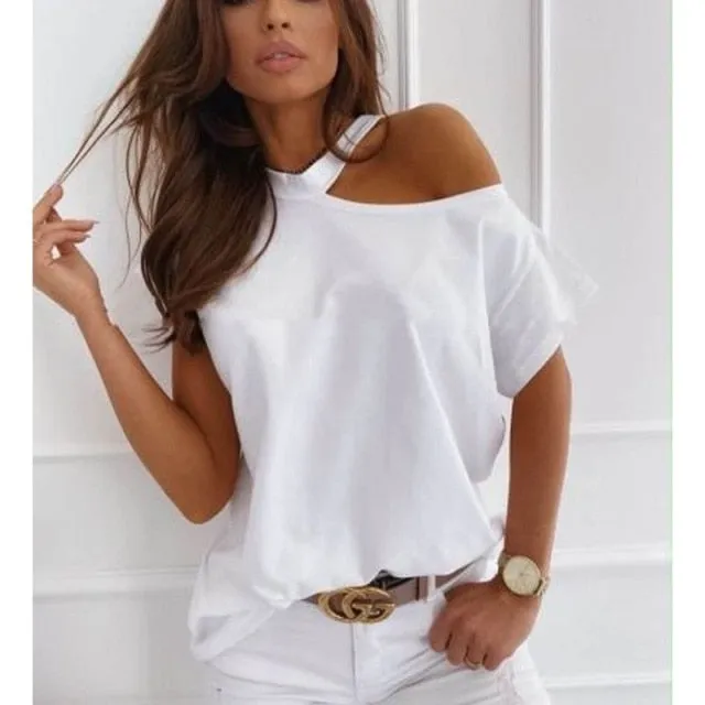 Amy Fashion - Casual Print Short Sleeve O-neck Tops