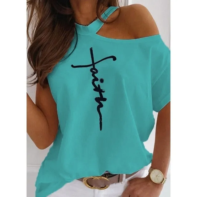 Amy Fashion - Casual Print Short Sleeve O-neck Tops