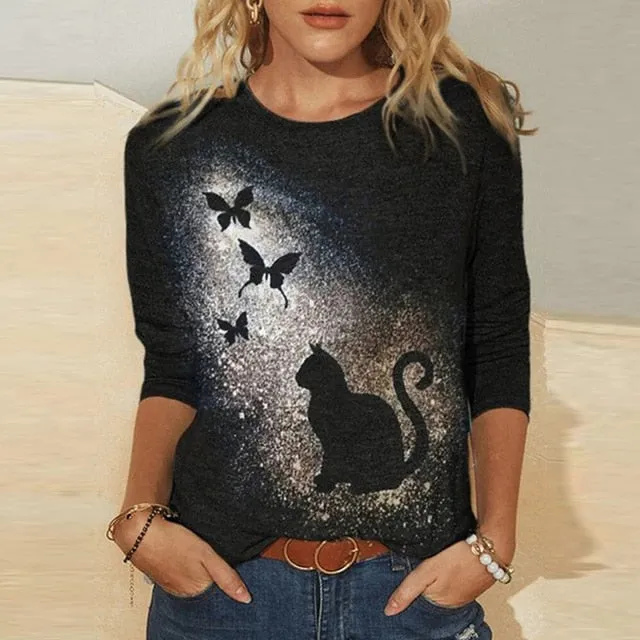 Amy Fashion - Clothing Funny Cat 3D Print Long Sleeve T-Shirts