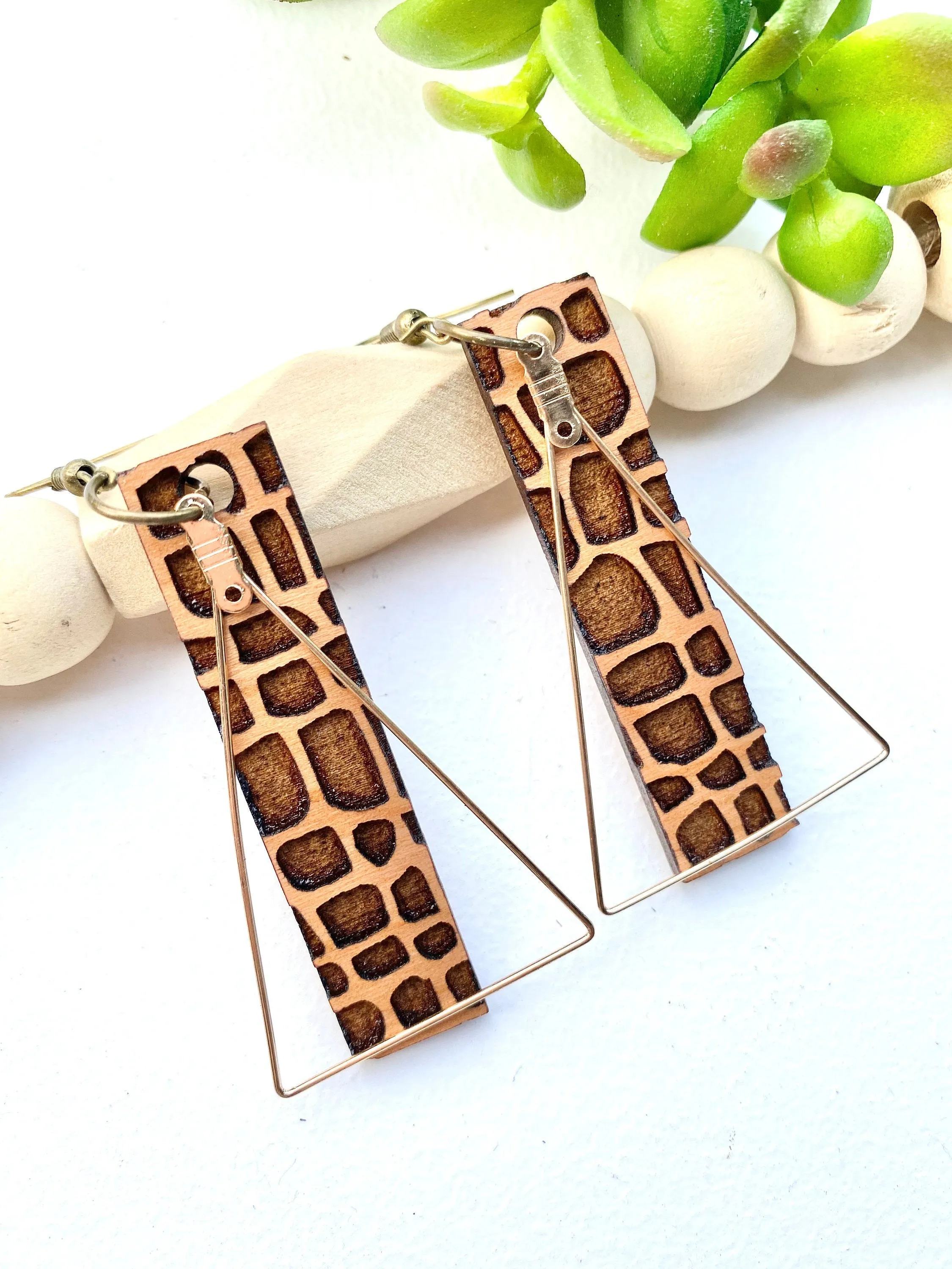 Animal Print Jewelry, Reptile Earrings, Alligator, Rectangle Jewelry, Casual Style, Boho, Crocodile, Teacher Appreciation Gift