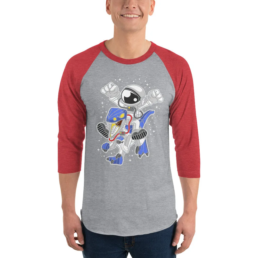 Astronaut | Robot Dinosaur | Pop Art | Unisex | 3/4 Sleeve | Raglan | T-Shirt