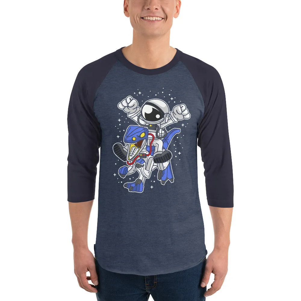 Astronaut | Robot Dinosaur | Pop Art | Unisex | 3/4 Sleeve | Raglan | T-Shirt