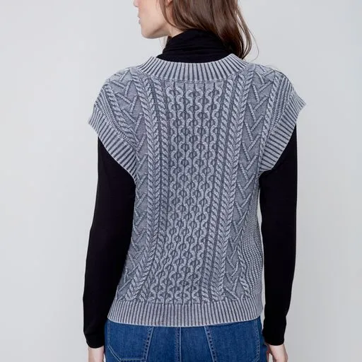Cable Knit Charcoal Sweater Vest