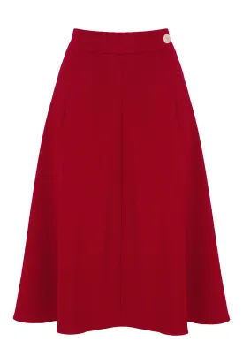 Classic 1940s Style A-Line Skirt in Red