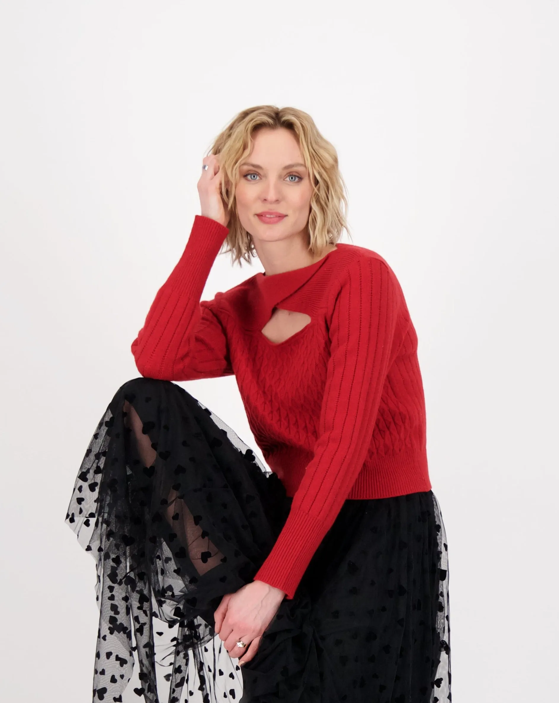 Cut Out High Neck Sweater Top
