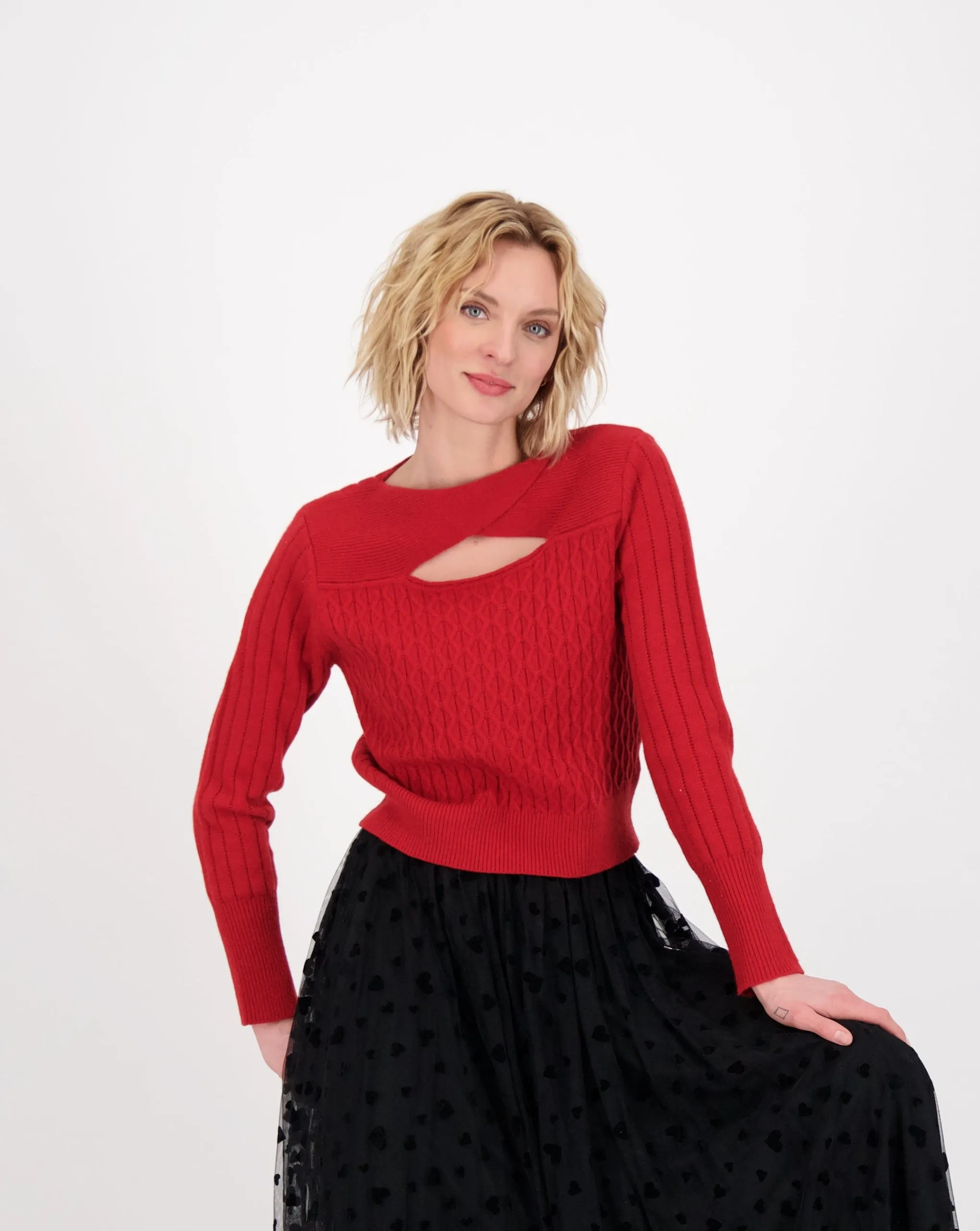 Cut Out High Neck Sweater Top