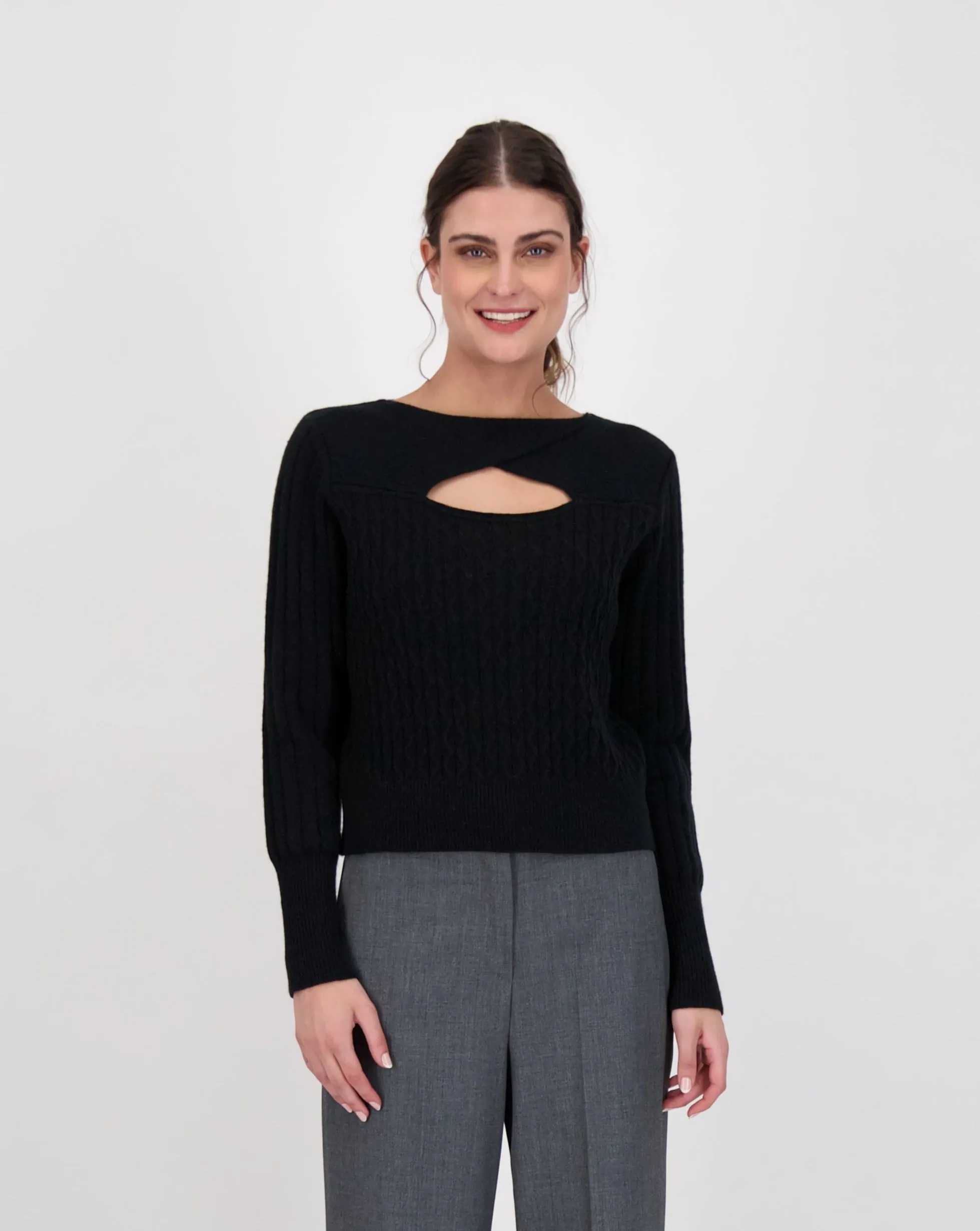 Cut Out High Neck Sweater Top