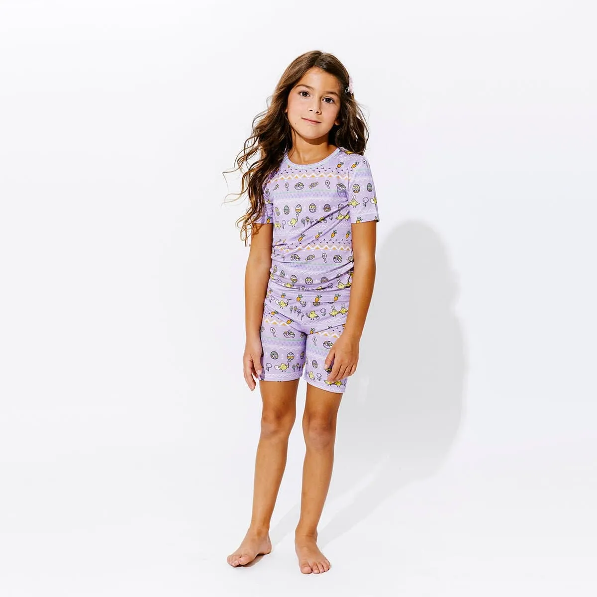 Easter Isle Purple Kids Bamboo Short Set