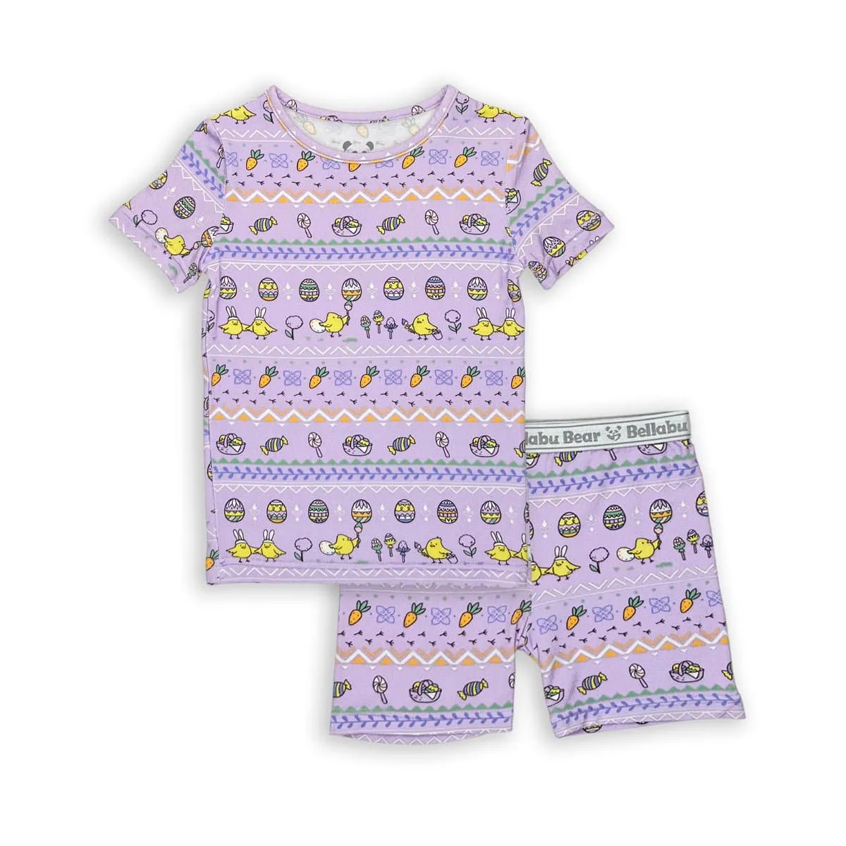 Easter Isle Purple Kids Bamboo Short Set