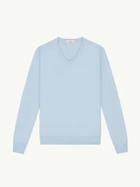 Extrafine Merino V-Neck Light Blue