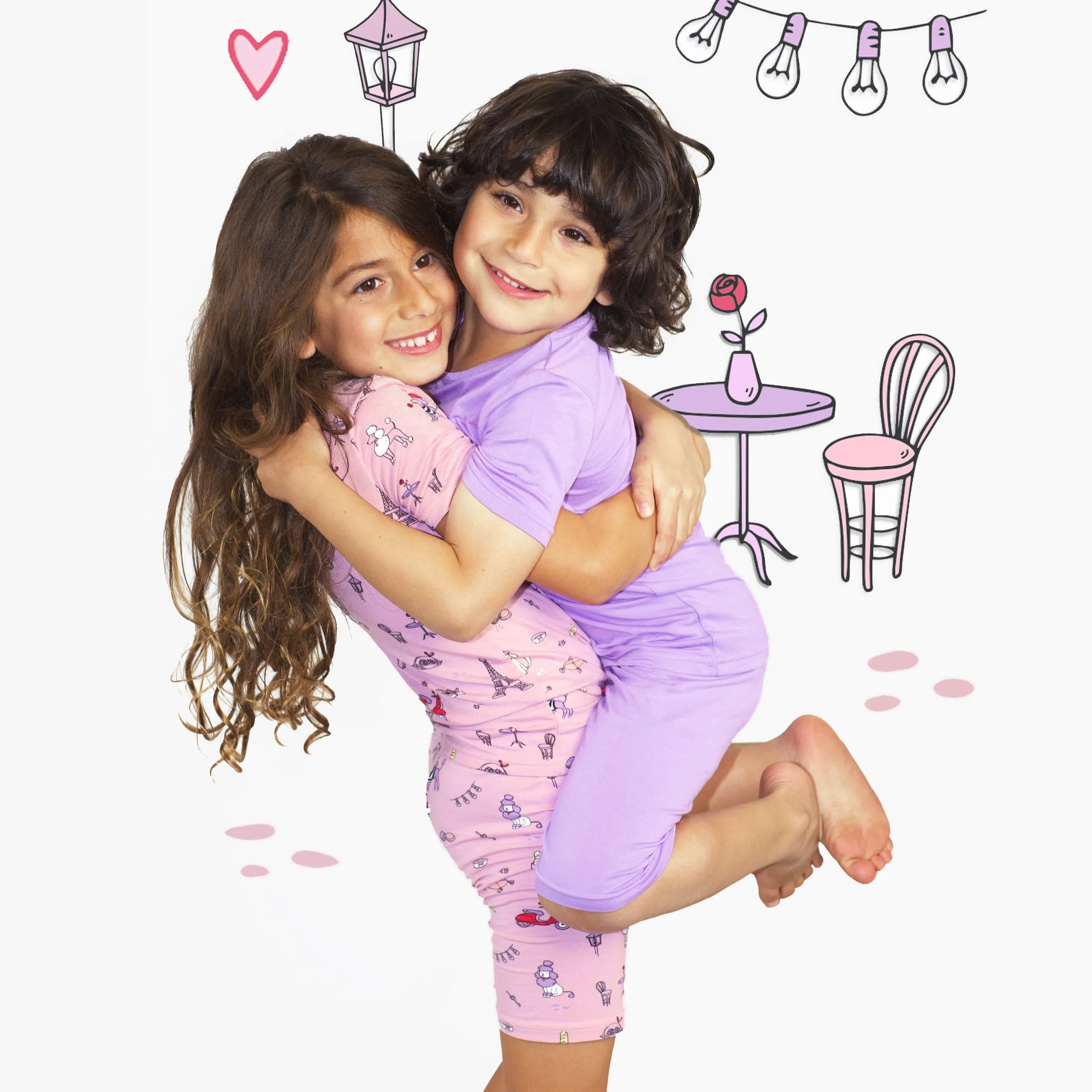 French Poodle Bamboo Kids Short Set