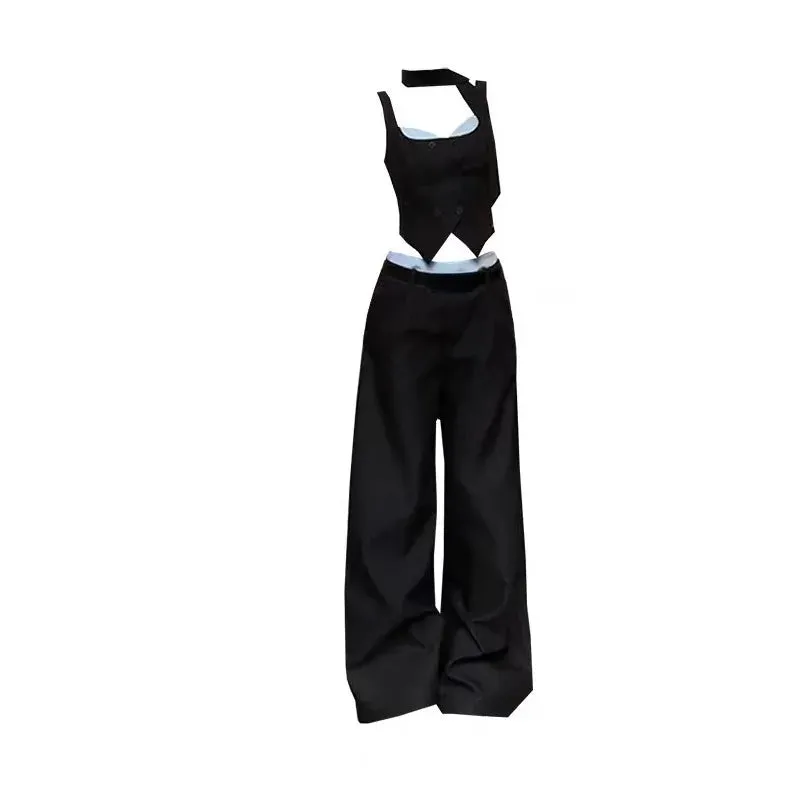 Girlary 2024 Summer Sexy Backless 2 Piece Skirt Set Woman Bow Sleeveless Vest   Slim Fashion Mini Skirt Outfits Korean Style Set Design