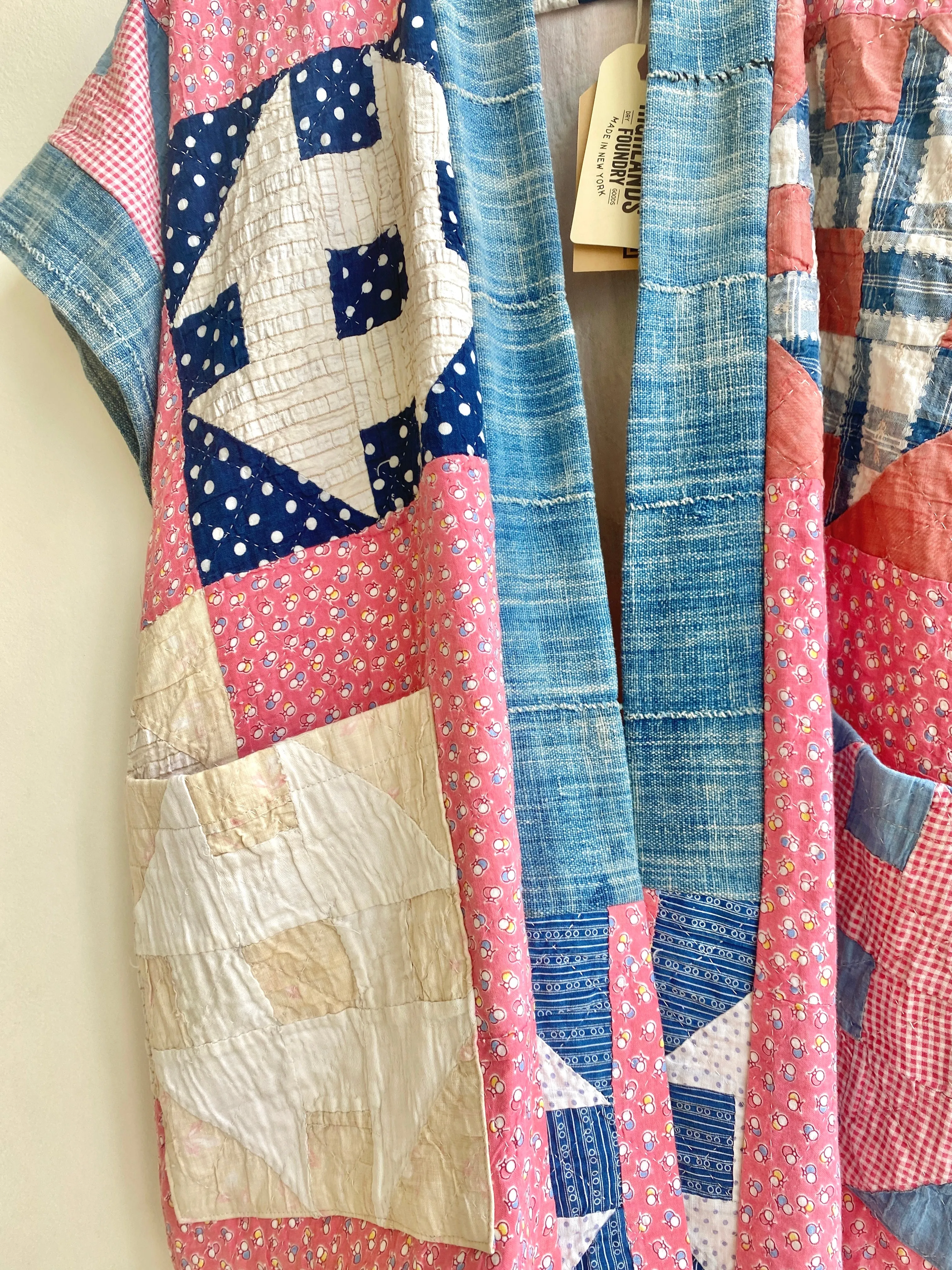 Heirloom Quilt Haori Vest Blush & Blue