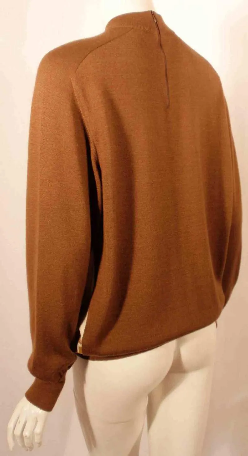 HERMES Sweater with Silk Print Size 42
