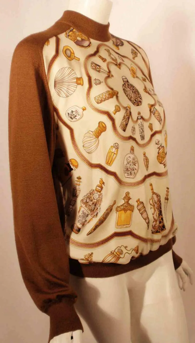 HERMES Sweater with Silk Print Size 42