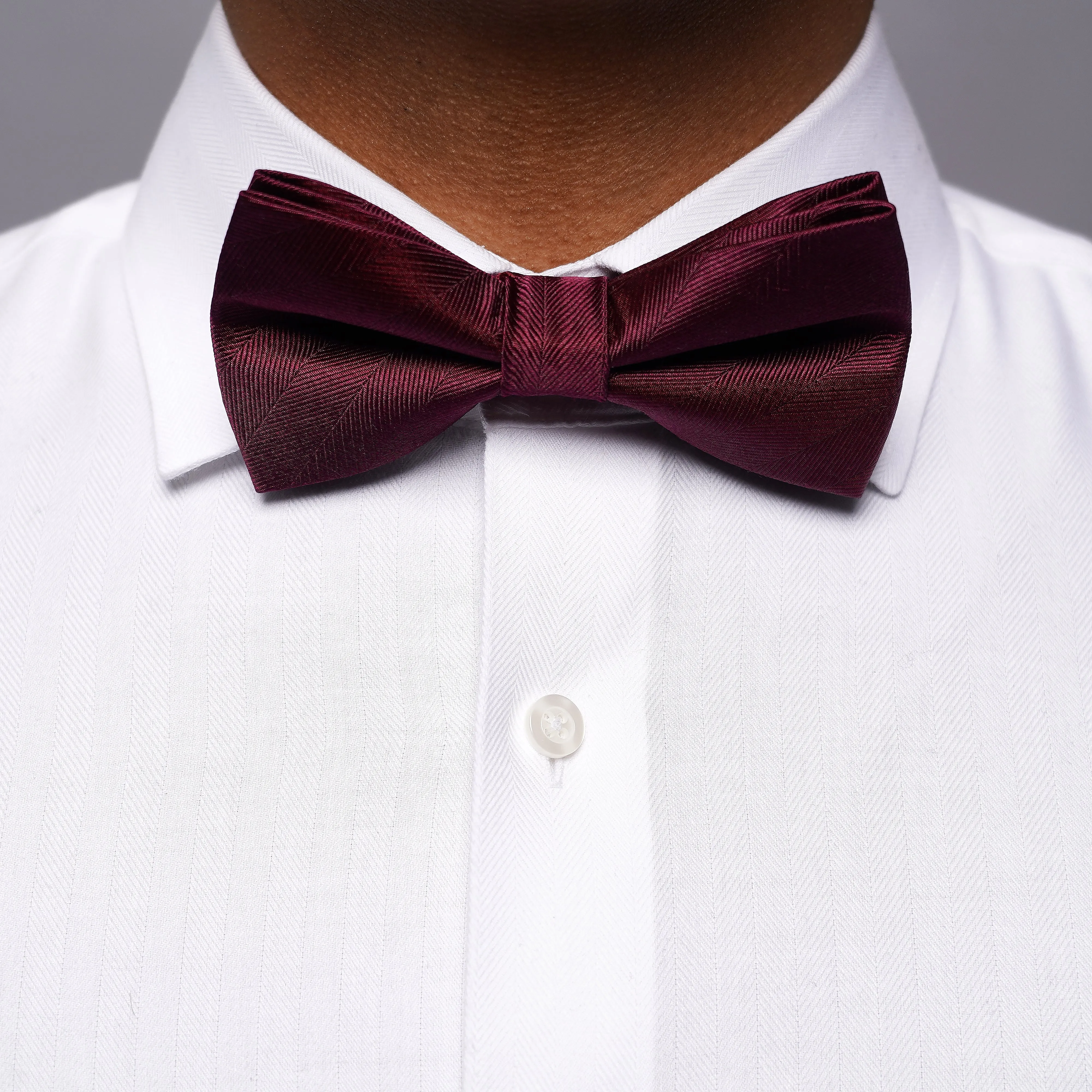 Herringbone Vow Burgundy Bow Tie