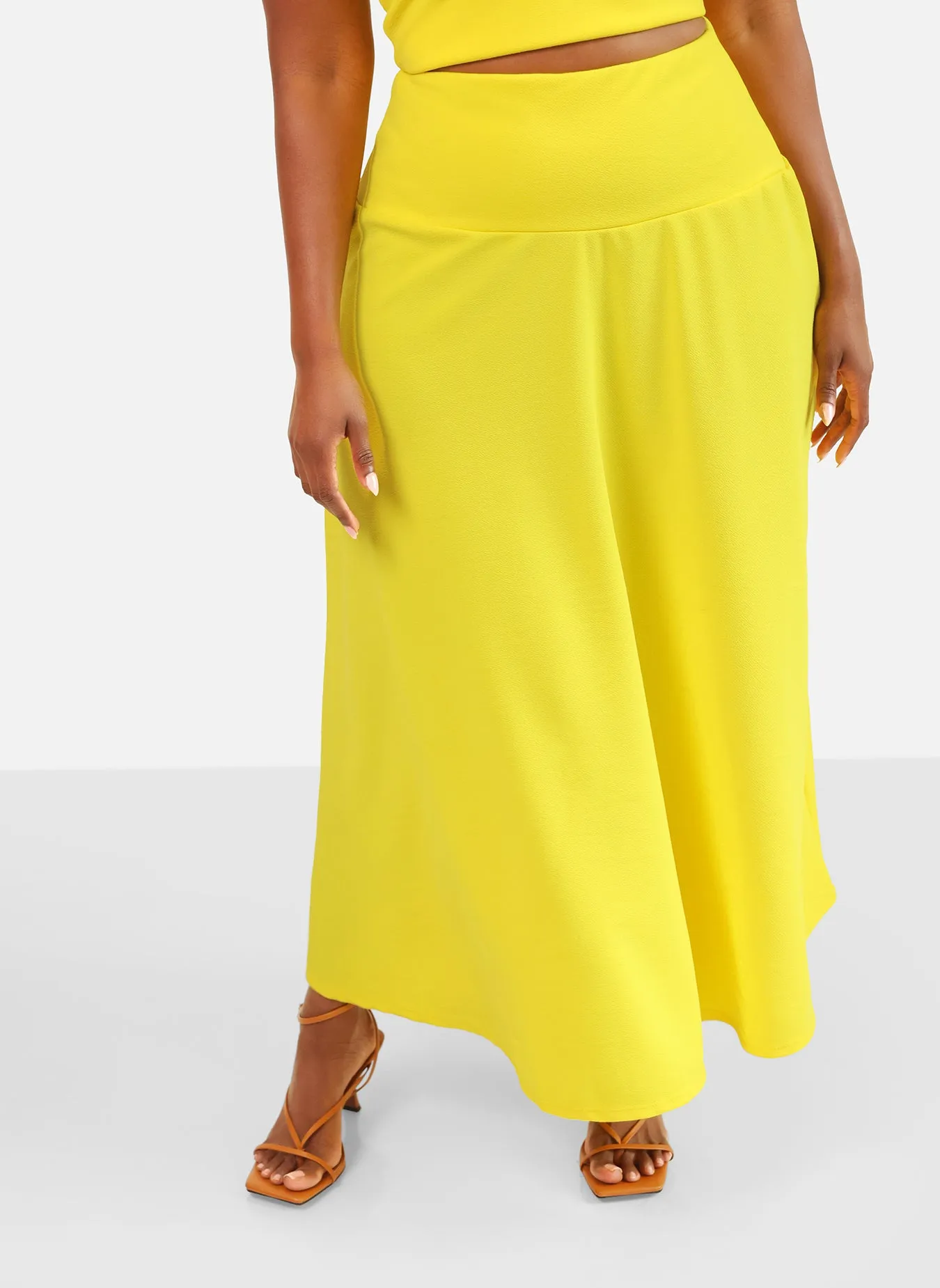 High Shine Drop Waist A Line Maxi Skirt
