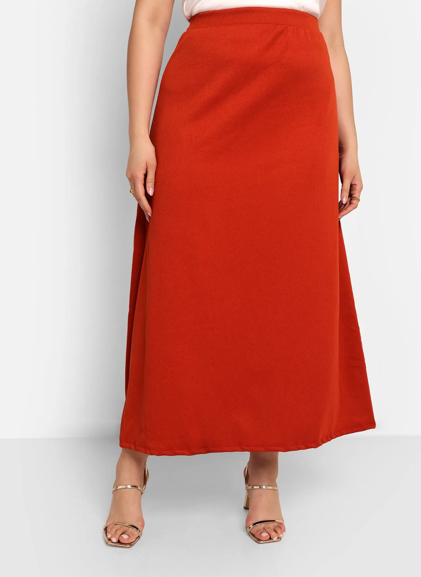 Jordan Ribbed Maxi A Line Skirt - Spice