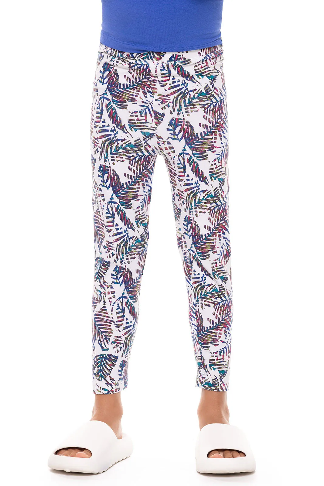 Kid's Monterey Summer Leggings  |  Magnolia Pink Beach Leaves