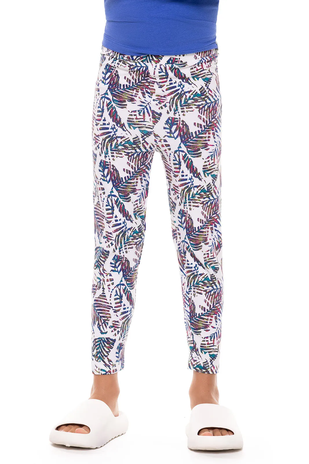 Kid's Monterey Summer Leggings  |  Magnolia Pink Beach Leaves