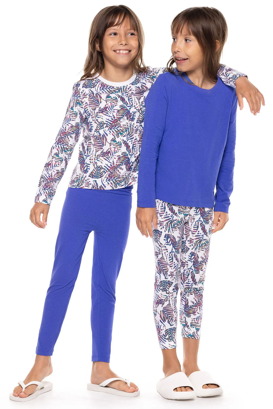 Kid's Monterey Summer Leggings  |  Magnolia Pink Beach Leaves