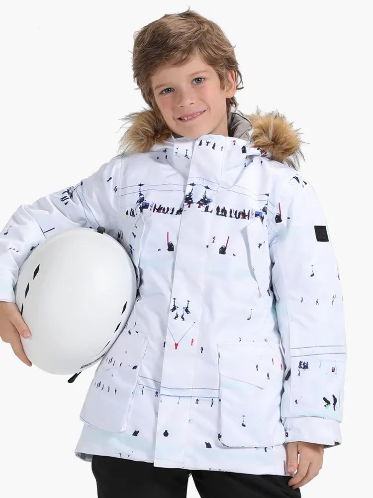 Kids White Ski Snowboard Jacket