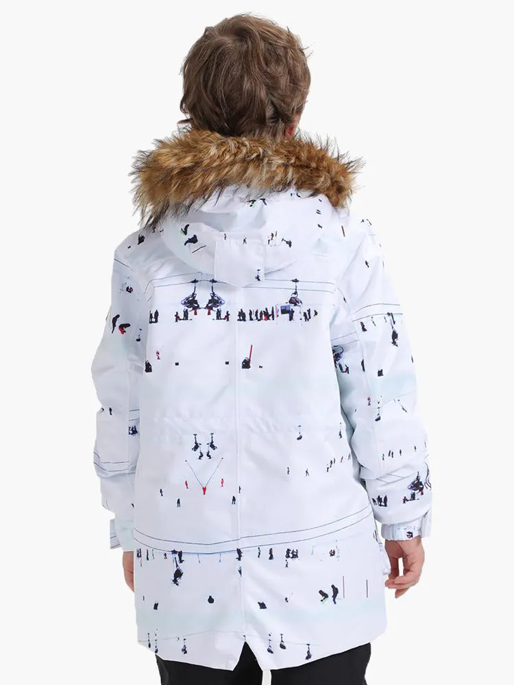 Kids White Ski Snowboard Jacket