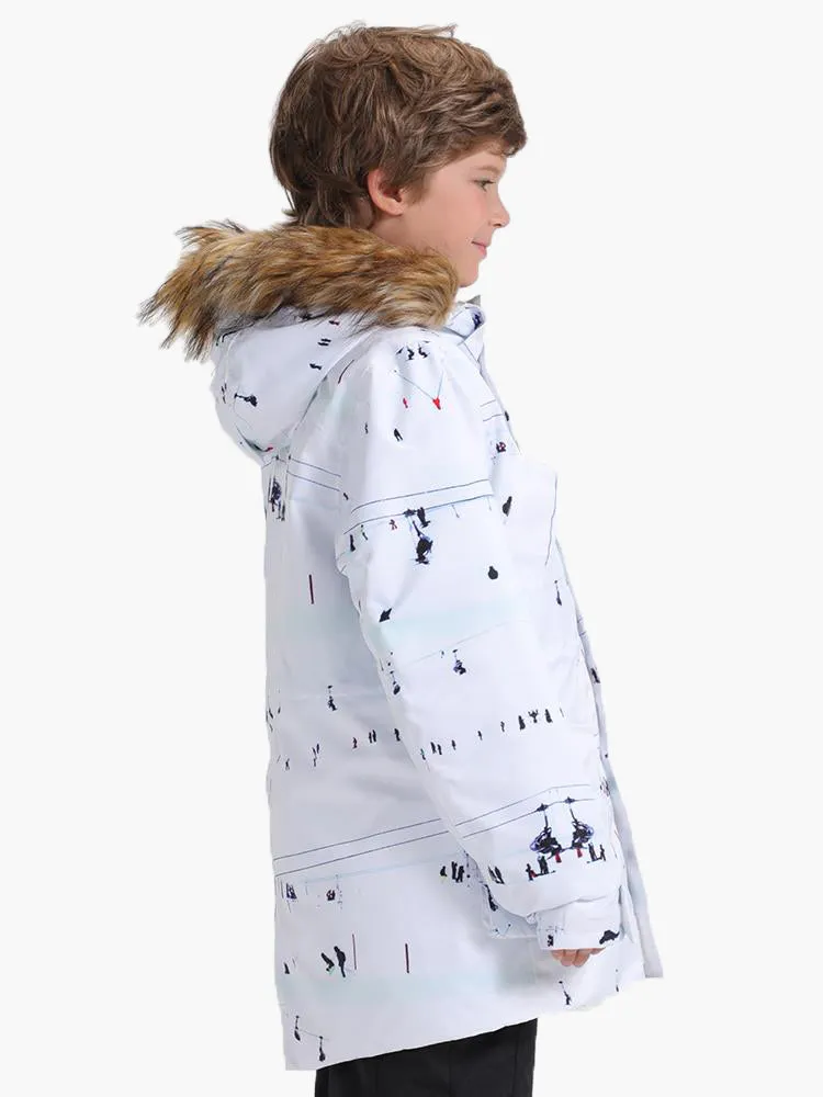 Kids White Ski Snowboard Jacket