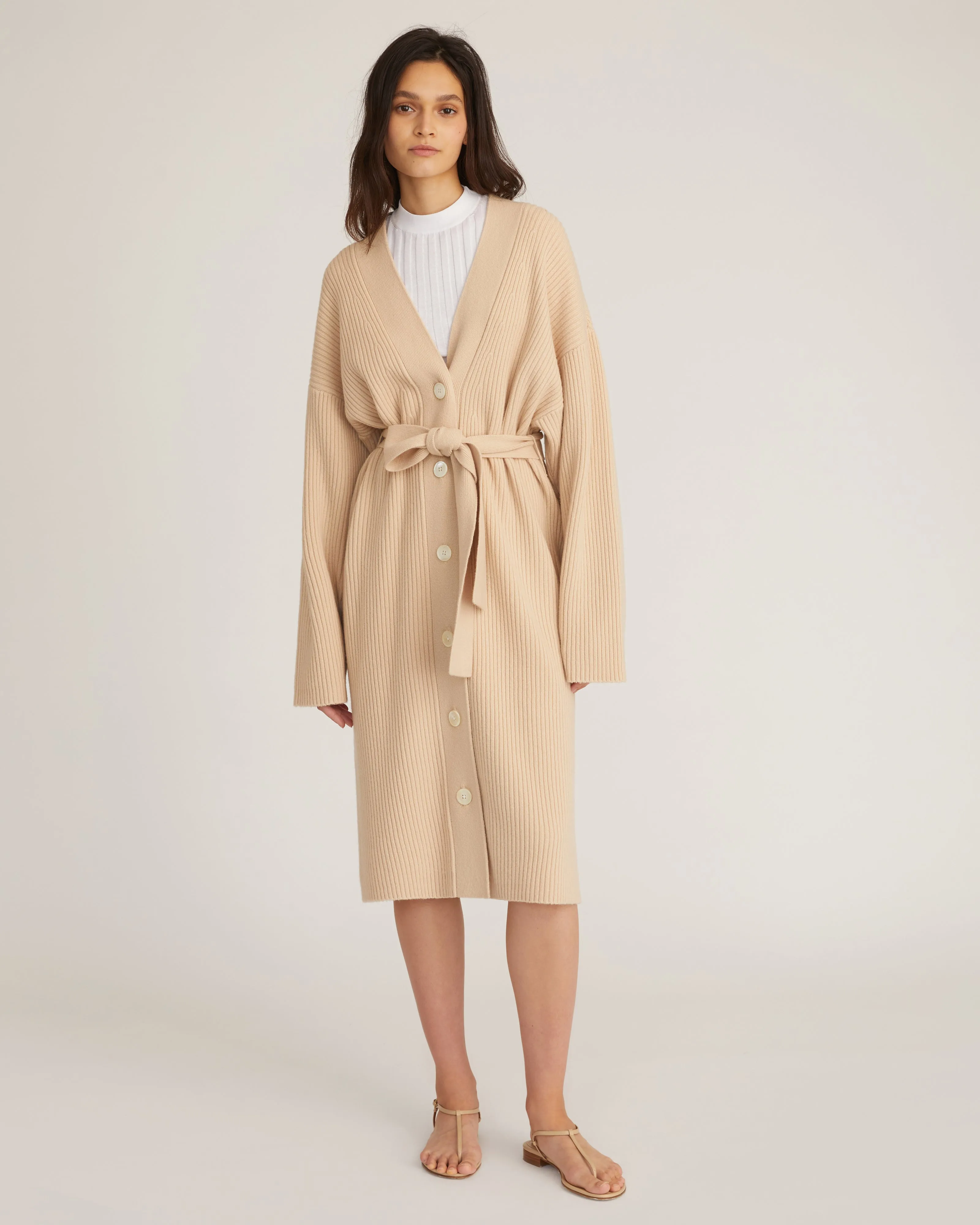 Kyrie Cashmere Blend Midi Cardigan in Affogato