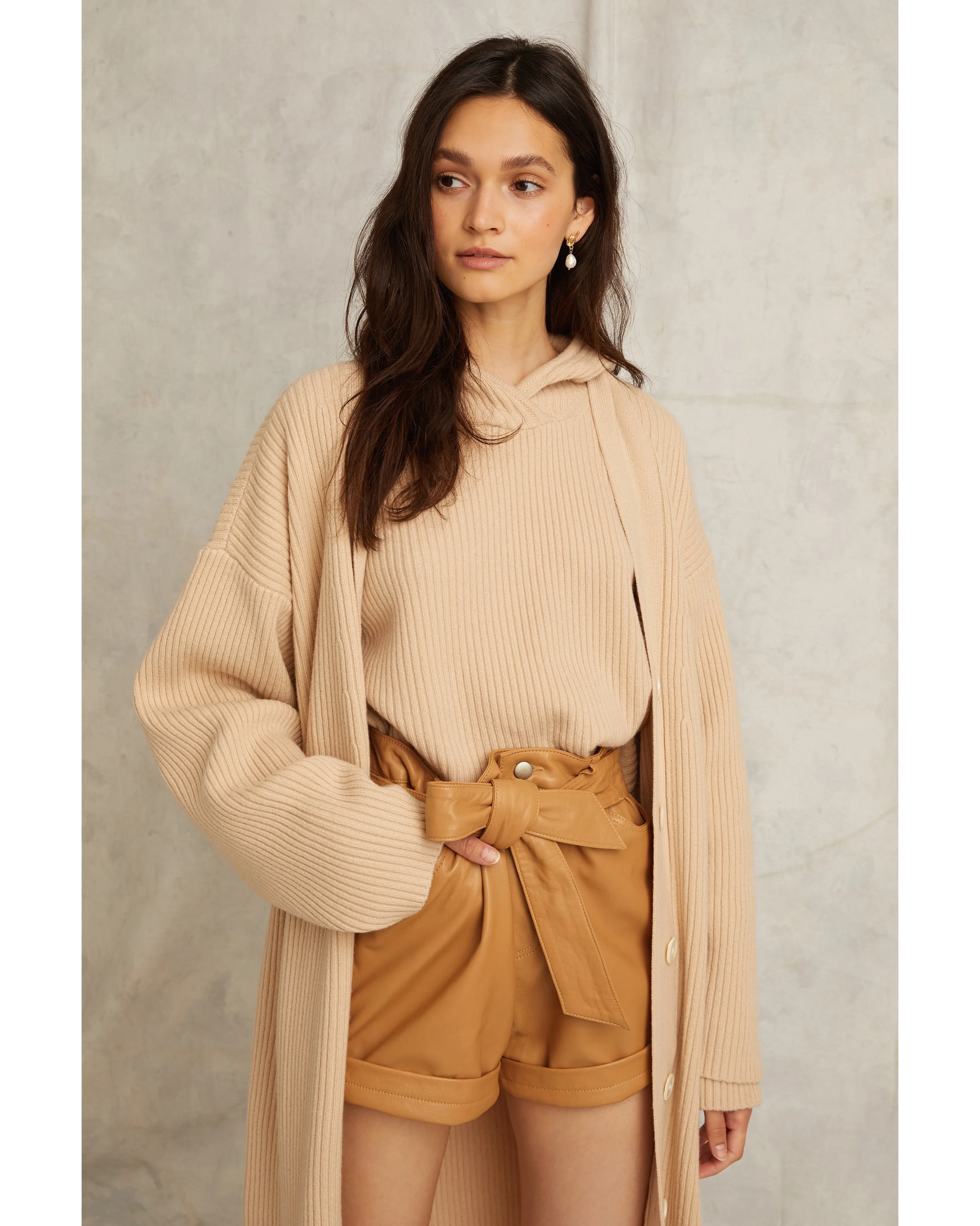 Kyrie Cashmere Blend Midi Cardigan in Affogato