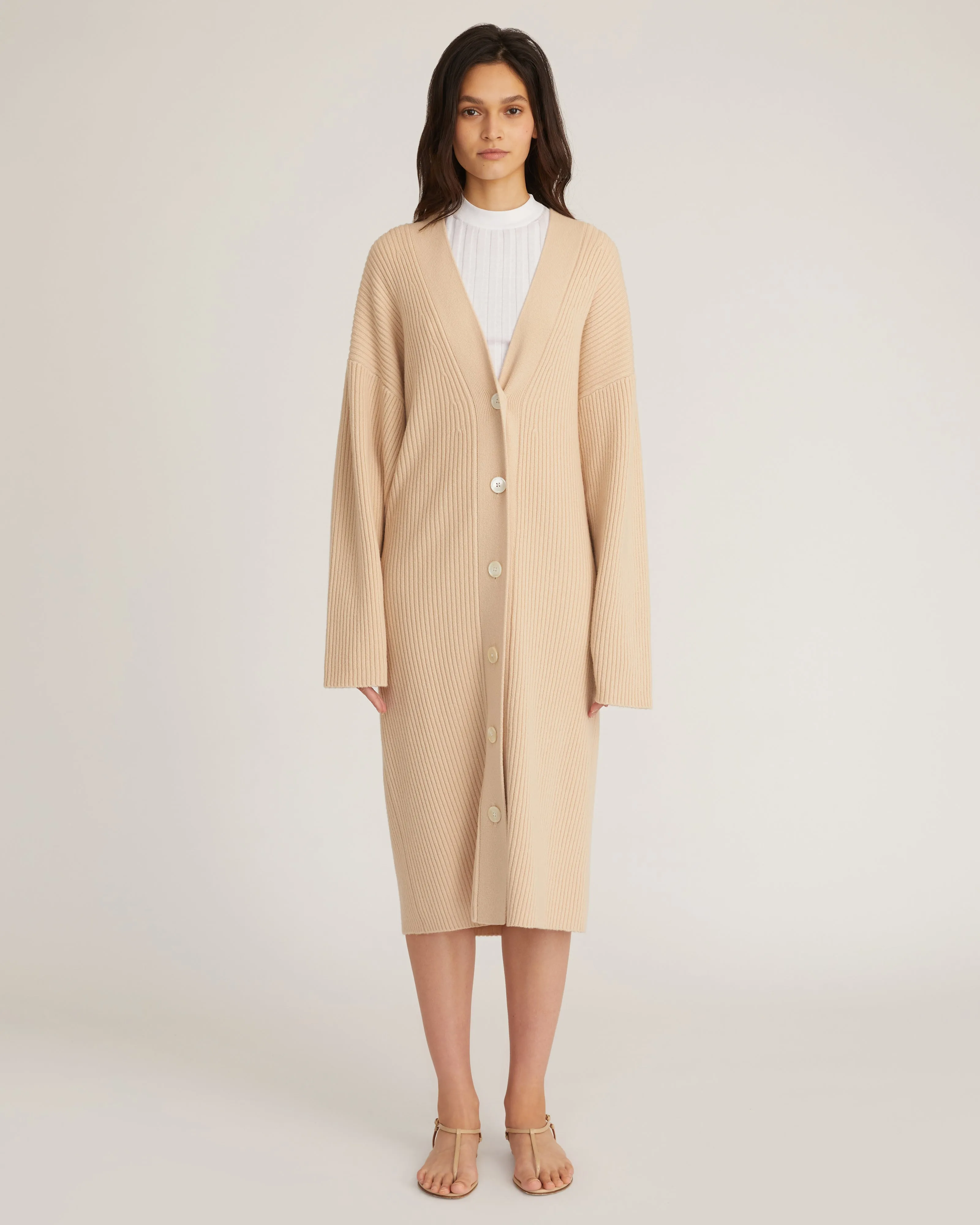Kyrie Cashmere Blend Midi Cardigan in Affogato