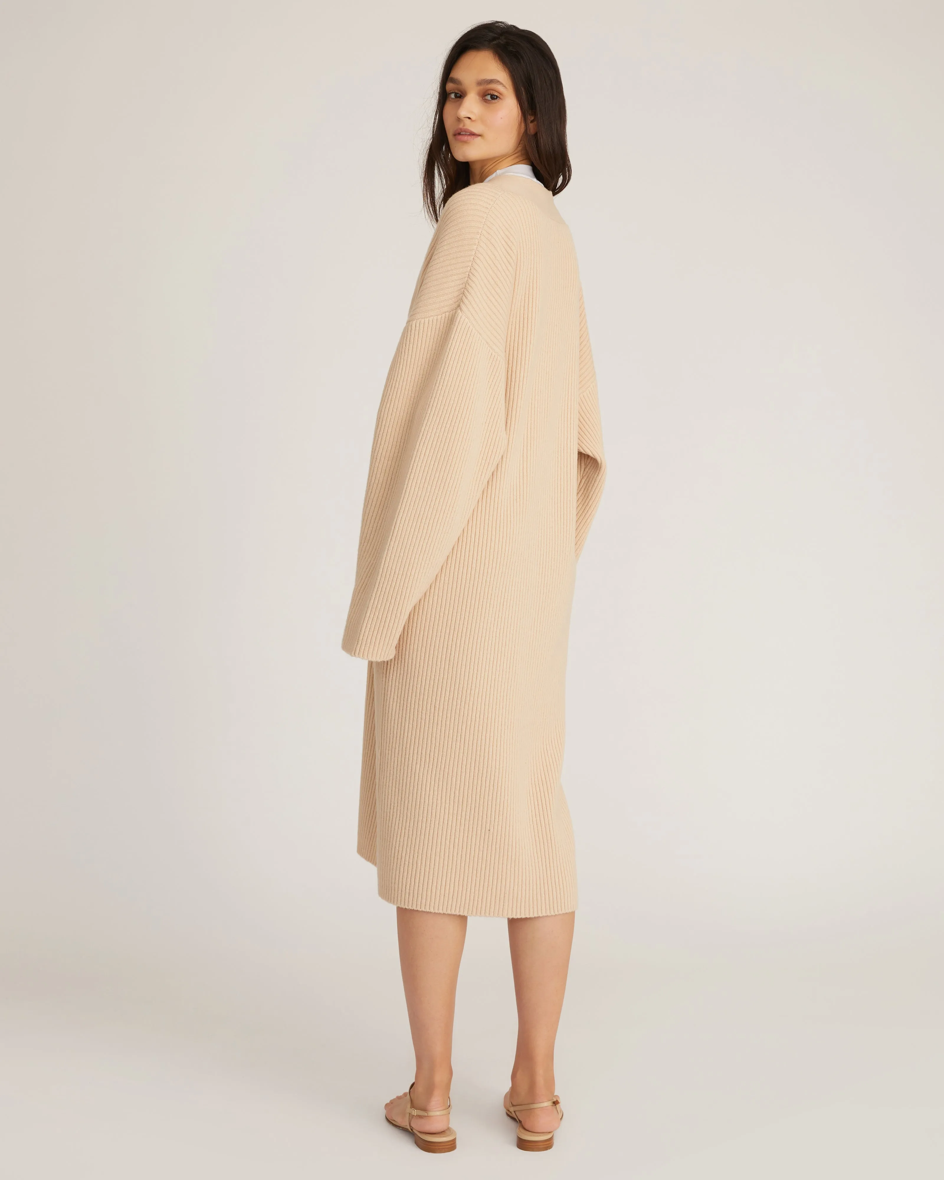 Kyrie Cashmere Blend Midi Cardigan in Affogato