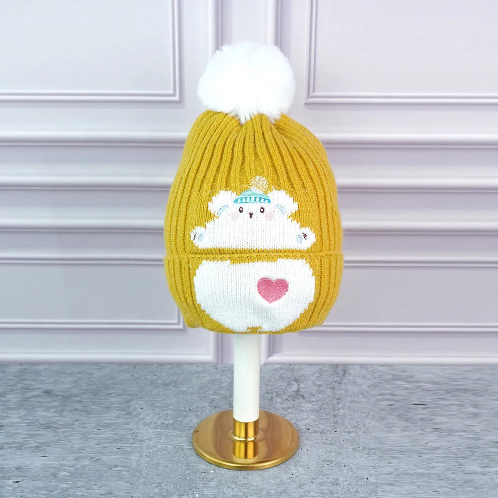 Little Surpise Box 2Pcs Occur White Bear Themed Beanie Winter Cap With Matching Long Style Neck Mufflers For Kids