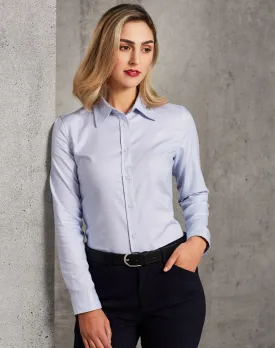 M8922 Laides’ Dot Contrast Long Sleeve Shirt
