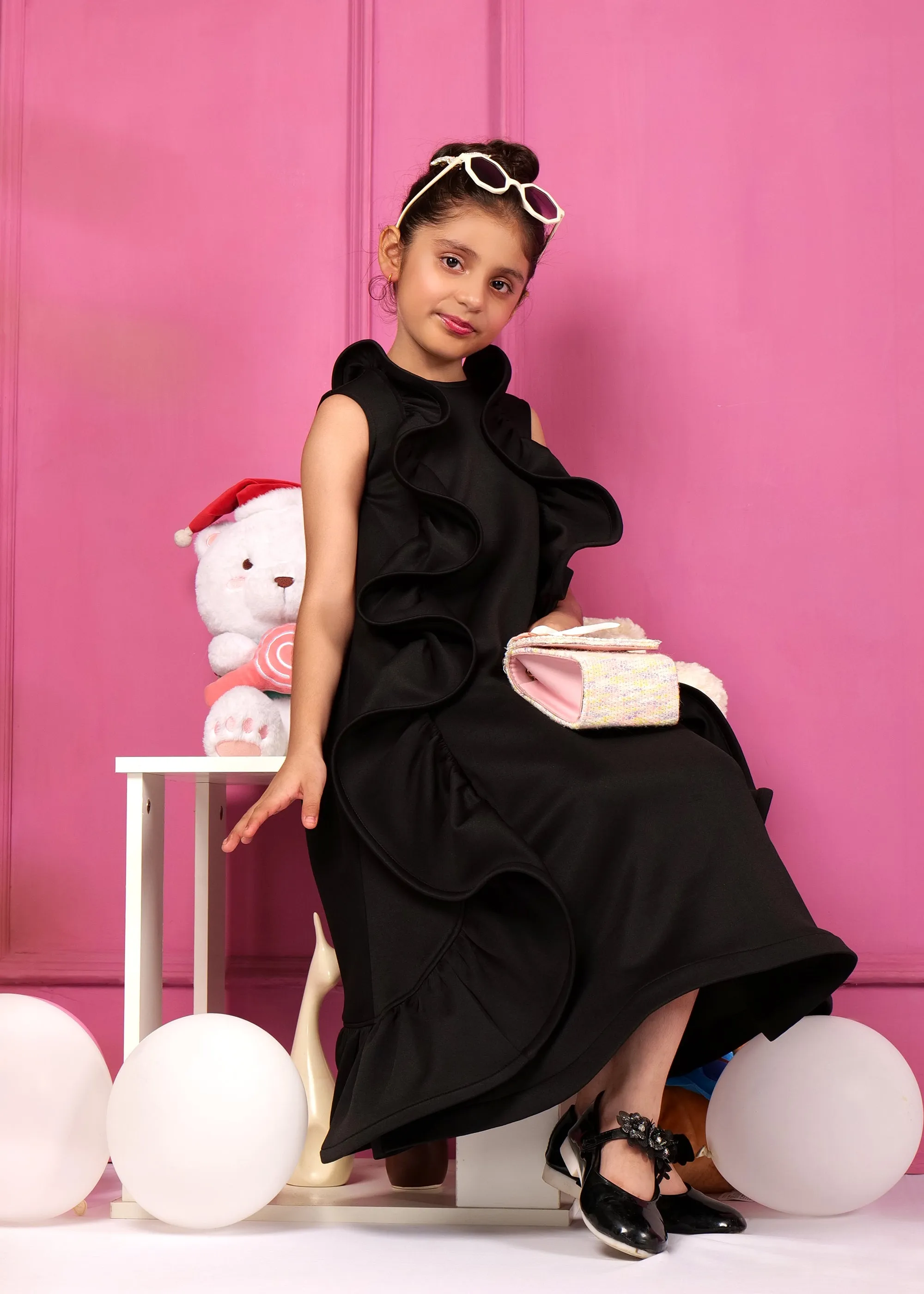 Midnight Wave Ruffle Dress