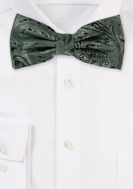 Moss Green Proper Paisley Bowtie
