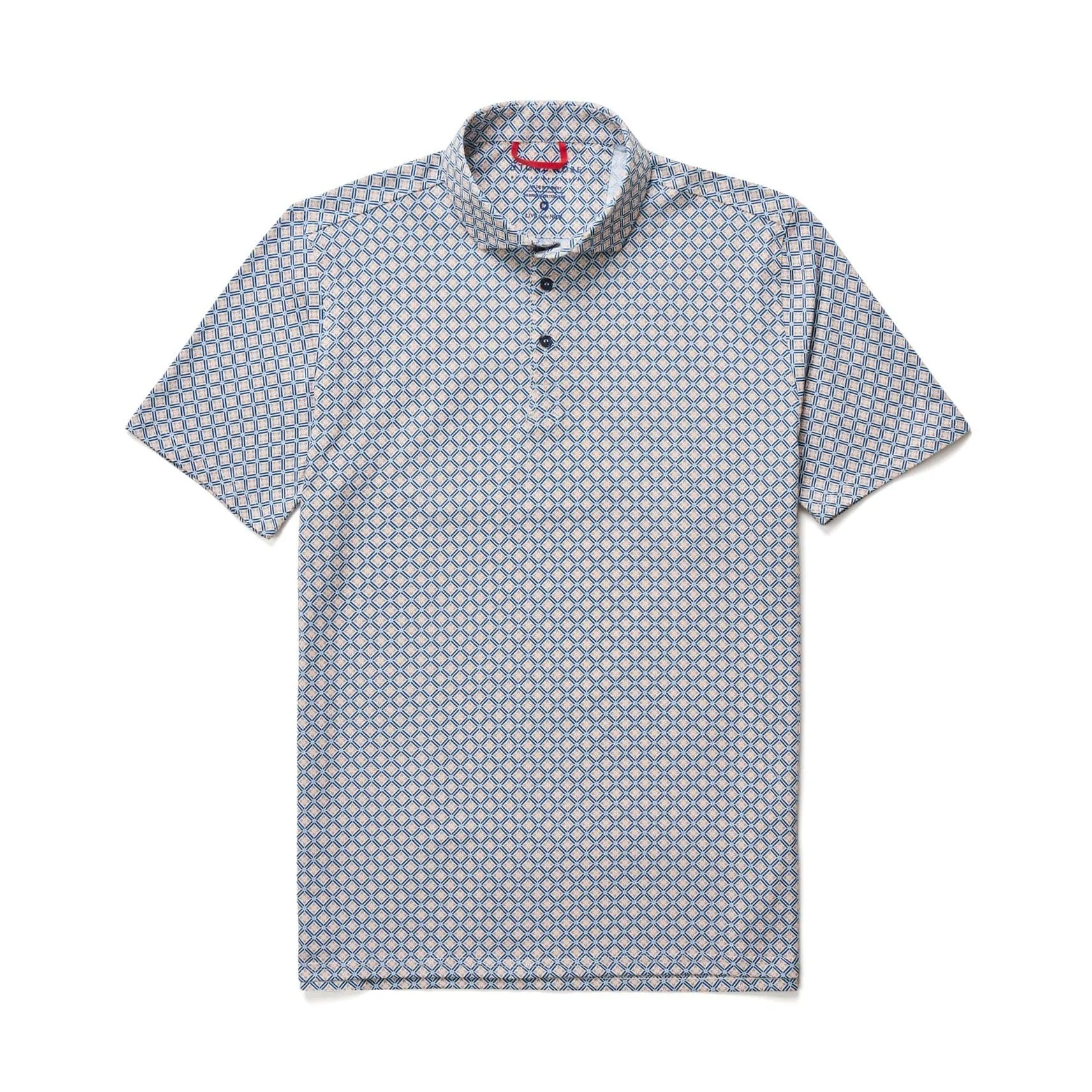 Navy Tile Flower Short Sleeve Polo