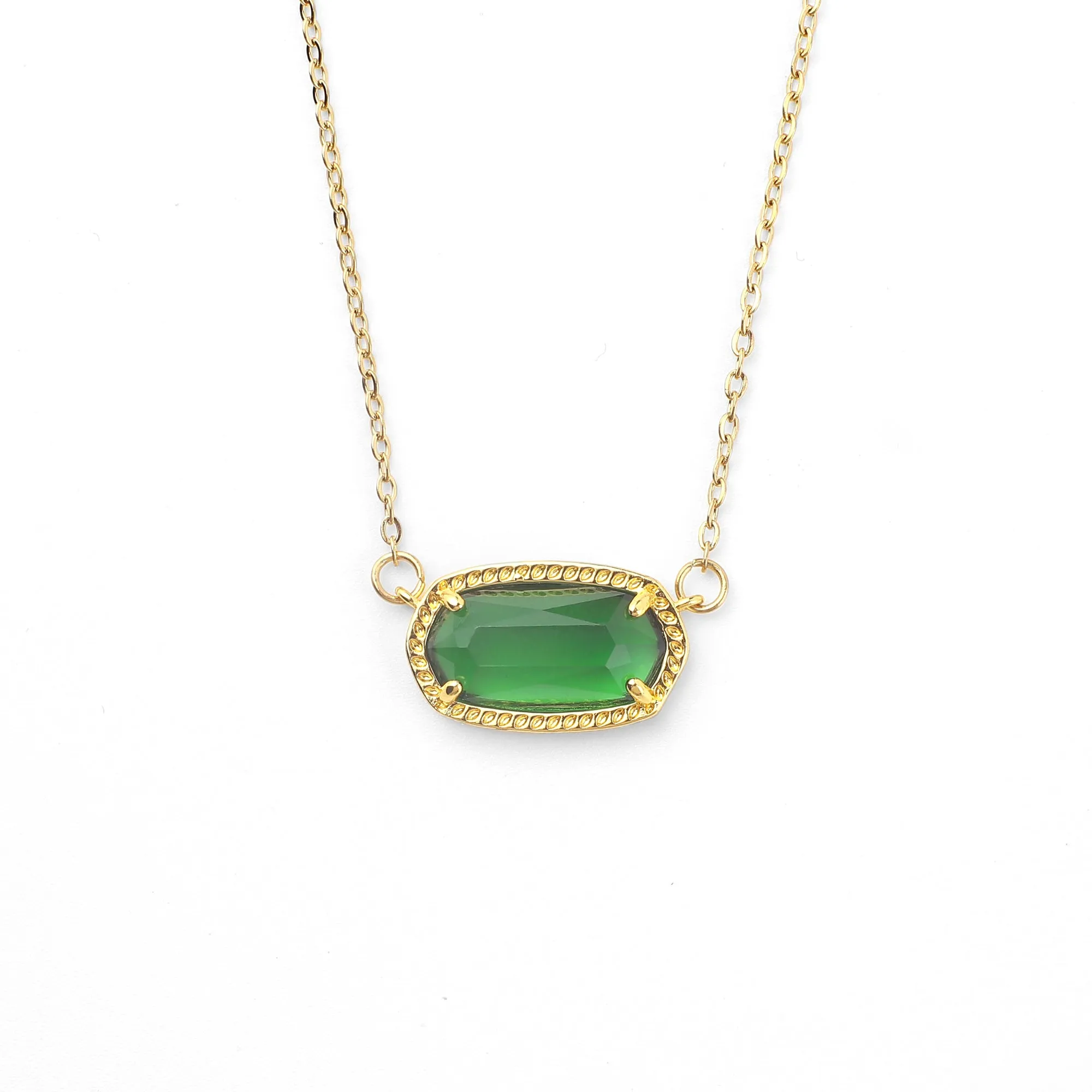 Oval Birthstone Pendant Necklace